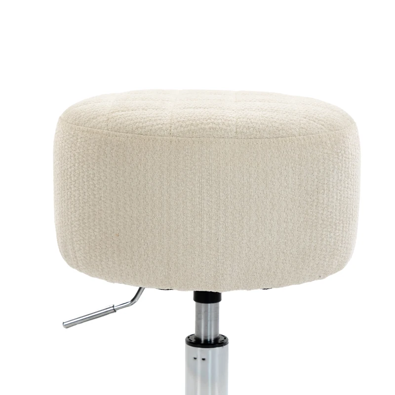 HOMCOM Banqueta de penteadeira em PU, banqueta de maquiagem giratória, banqueta de bar regulável em altura 51-66 cm, creme