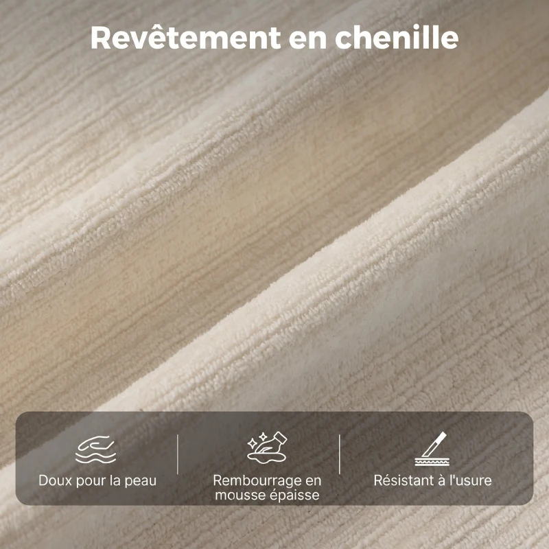 HOMCOM Chaise de Bureau Ergonomique en Chenille, Fonction Bascule, Accoudoirs Relevables, Hauteur Réglable, 70x67x108cm, Beige