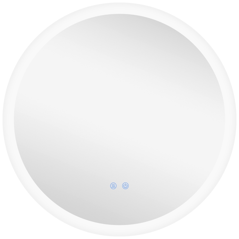 kleankin Miroir rond lumineux LED de salle de bain Ø 70 cm mural éclairage interrupteur tactile système antibuée 35W blanc argent