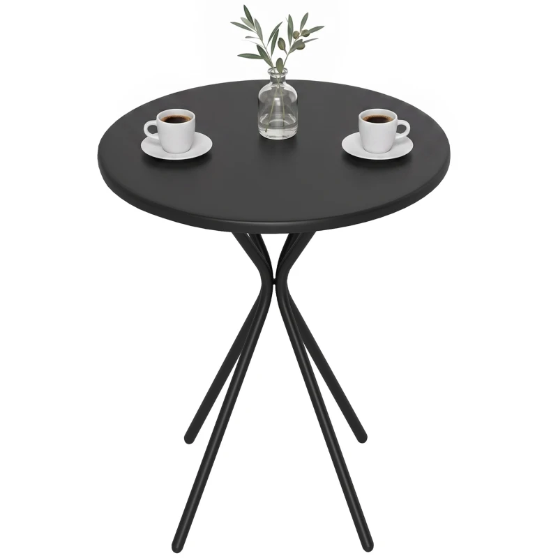 Outsunny Table de jardin ronde Ø 60 cm, table de terrasse cadre en acier, charge de 50 kg, pour intérieur et extérieur, noir