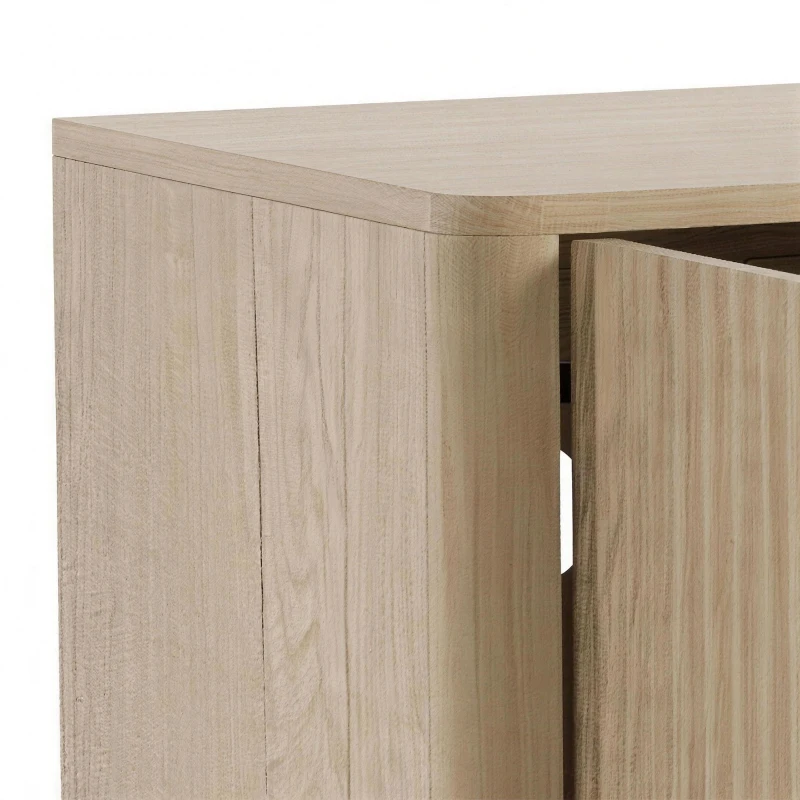 HOMCOM Mueble TV 152 cm para Televisor de hasta 152,4 cm 4 Puertas Acanaladas y Estantes Regulables Roble