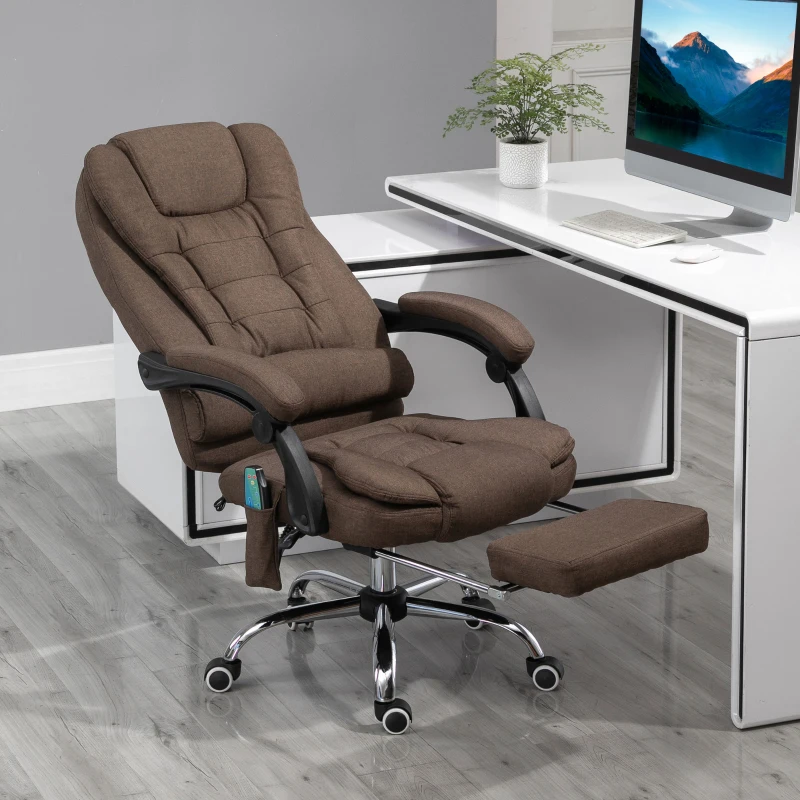 Vinsetto Fauteuil de bureau direction massant chauffant hauteur réglable dossier inclinable repose-pied + coussin lombaires