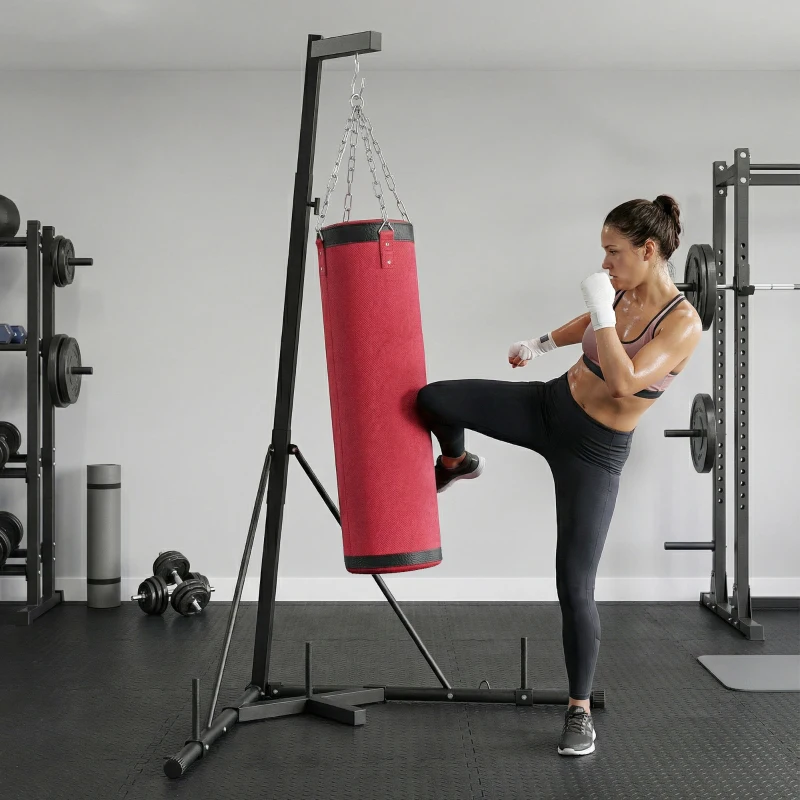 SPORTNOW Support Sac de Frappe Autoportant avec Sac de Frappe et Base Lesté Réglable en Hauteur 175x91x231cm Rouge