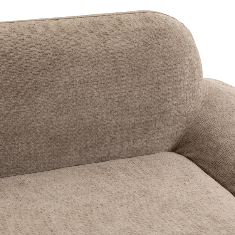 HOMCOM Sofá 3 Lugares em Chenille 244 cm, Sofá de Sala Moderno, Assento e Apoios de Braços Largos, Molas Ensacadas, Castanho Claro
