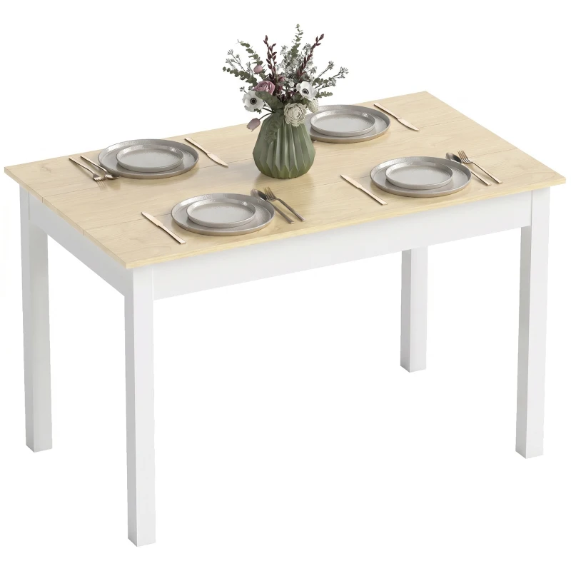 HOMCOM Table de salle à manger design moderne bicolore avec grand plateau 4-6 personnes en bois dim. 119L x 70l x 75H cm