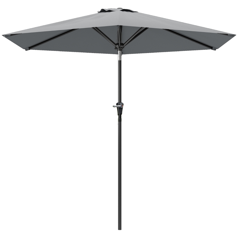 Outsunny Parasol de jardin Parasol droit hexagonal inclinable Ø 2,3 x 2,16H m métal polyester haute densité gris