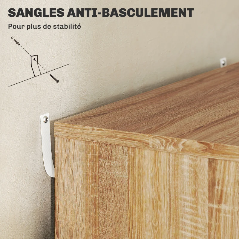 Vinsetto Caisson bureau mobile, meuble rangement bureau sur roulettes, 5 tiroirs, 47,5 x 39,5 x 67,5 cm, blanc et chêne
