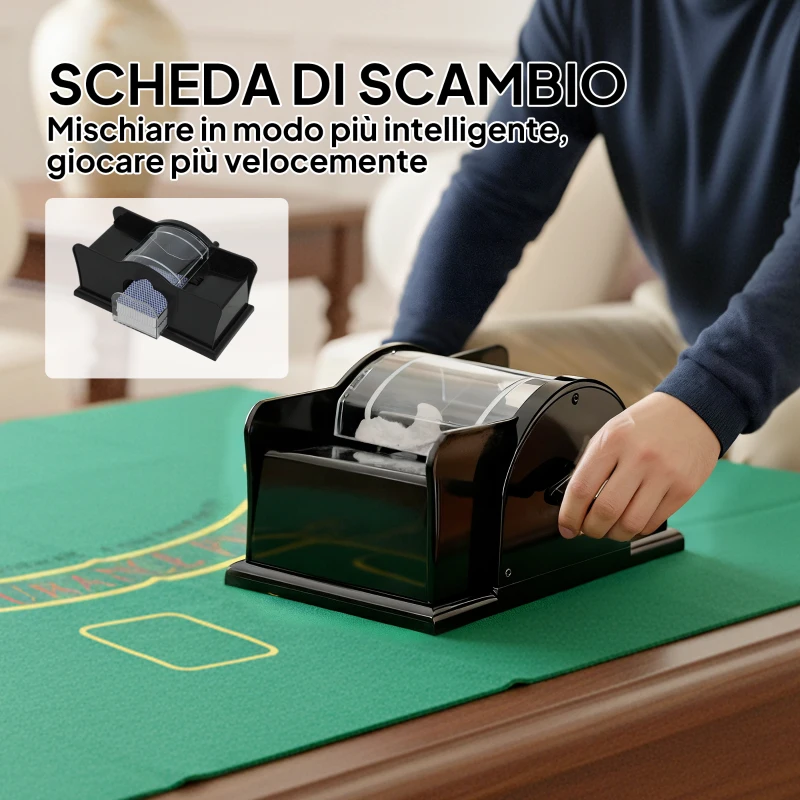 SPORTNOW Set Poker con 300 Fiches, Mescolatore e Distributore Carte, Tappetino, 5 Dadi, Pulsante Dealer e Valigetta