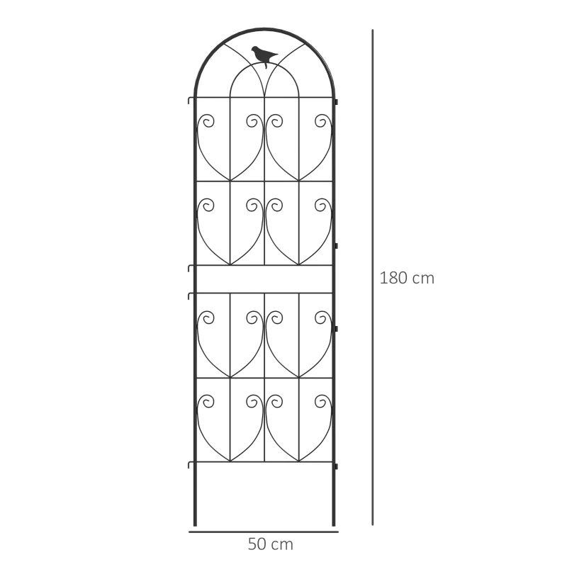 Outsunny Support pour plantes grimpantes avec oiseaux lot de 2 treillis de jardin pour légume vigne fleur métal 50 x 180 cm noir