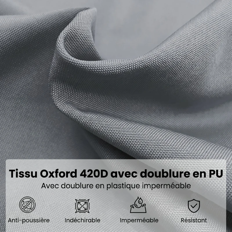 Outsunny Housse de Protection imperméable pour Parasol Droit avec Fermeture éclair et Cordon de Serrage Gris