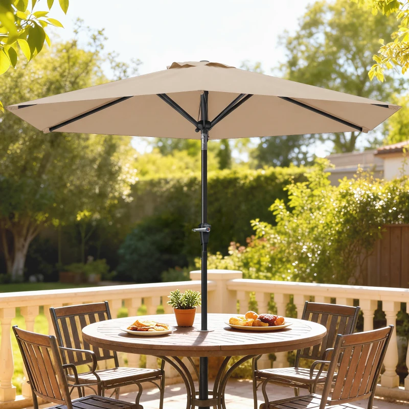 Outsunny Parasol de jardin Parasol droit hexagonal inclinable Ø 2,3 x 2,16H m métal polyester haute densité beige