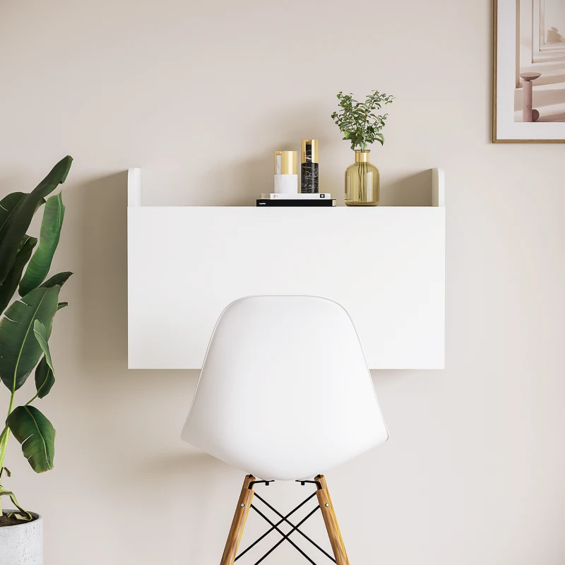 HOMCOM Bureau suspendu table murale table d'ordinateur murale et tablette rabattable avec rangements - 77 x 20 x 51 cm
