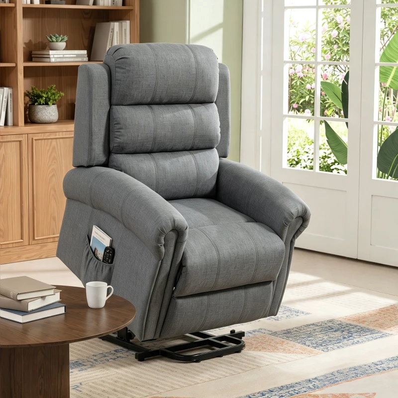 HOMCOM Fauteuil releveur électrique, fauteuil relax électrique avec fonction massage et chauffage, 87 x 87,5 x 108 cm, gris