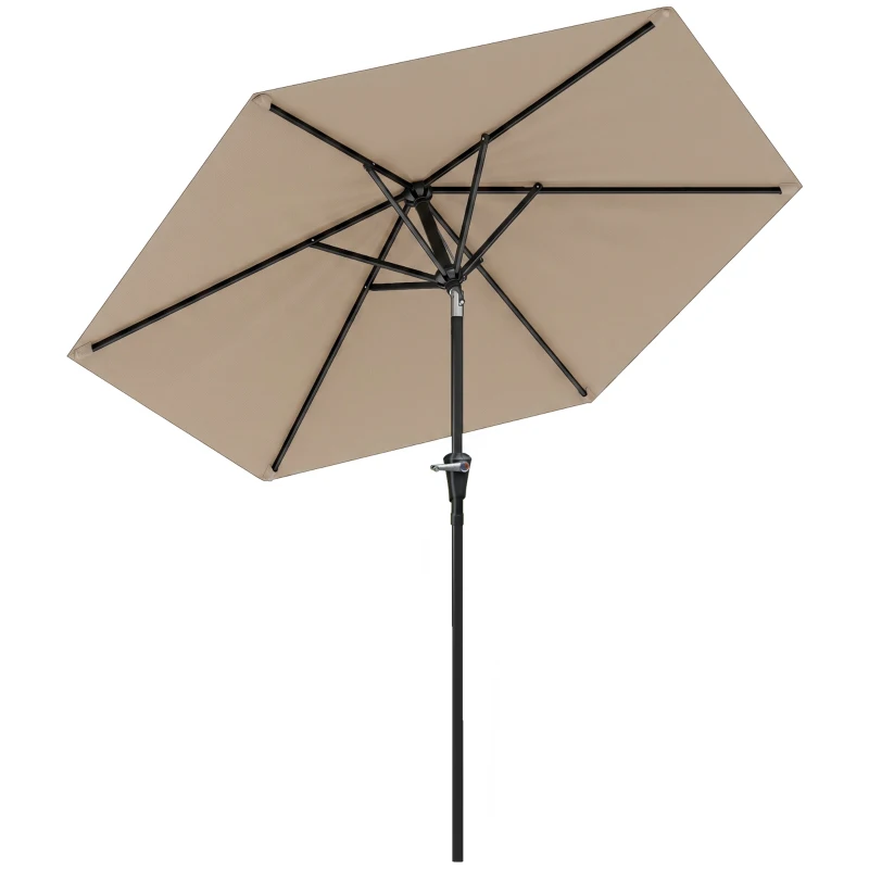 Outsunny Parasol de jardin Parasol droit hexagonal inclinable Ø 2,3 x 2,16H m métal polyester haute densité beige