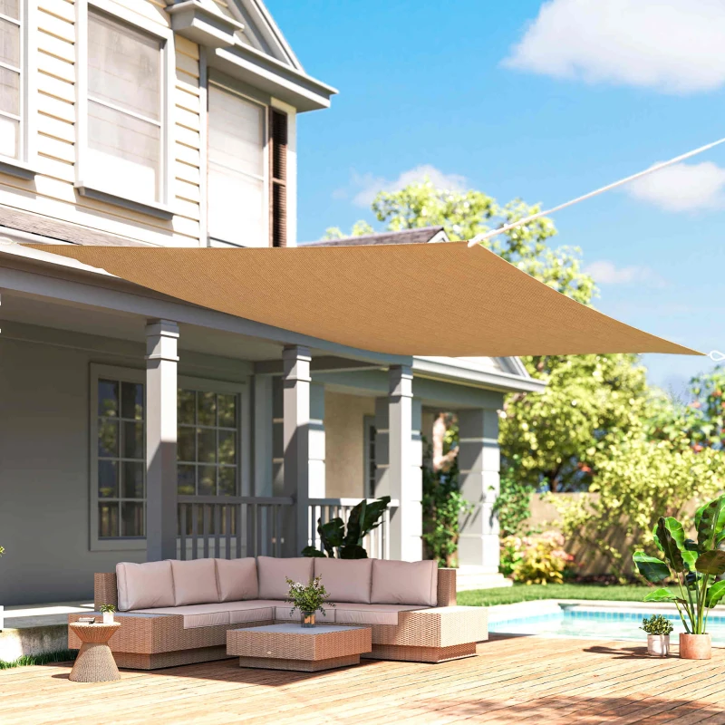 Outsunny Voile d'ombrage rectangulaire 4x6m toile ombrage extérieur protection anti-UV 185g/m² HDPE, pour jardin terrasse extérieur patio piscine balcon, sable
