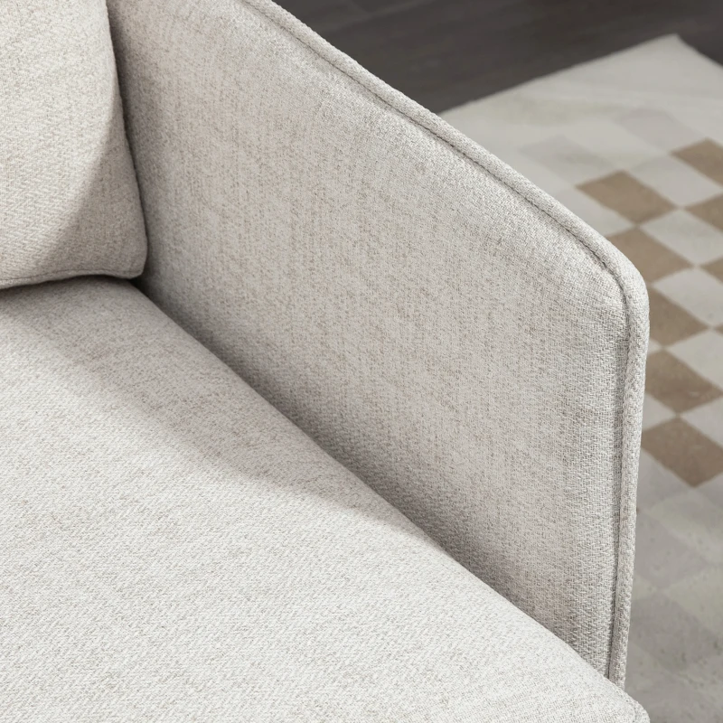 HOMCOM Fauteuil scandinave dossier capitonné avec passepoil en tissu 76 x 68 x 80 cm crème et pieds en métal noir et doré