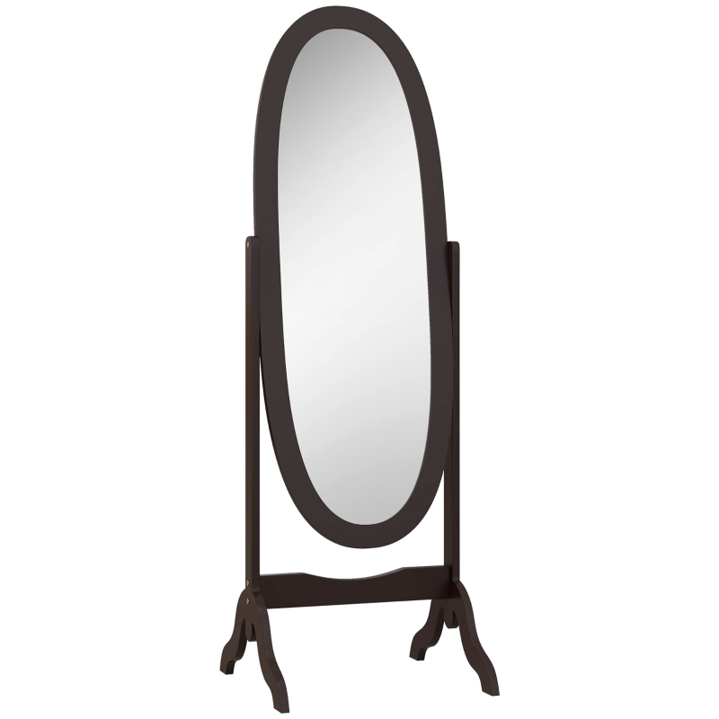 HOMCOM Miroir à pied ovale style shabby chic inclinaison réglable 48 x 46 x 147 cm mdf café