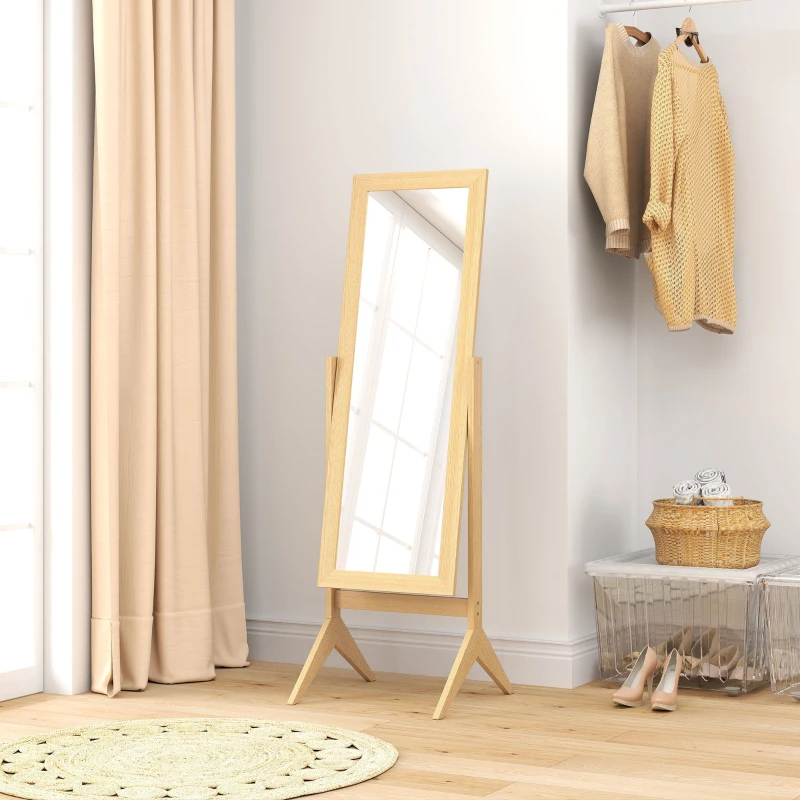 HOMCOM Miroir en pied grand miroir de sol inclinaison réglable pour dressing chambre 47 x 46 x 148 cm en chêne