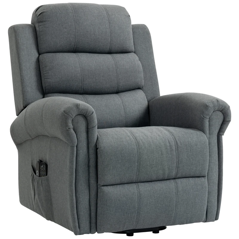 HOMCOM Fauteuil releveur électrique, fauteuil relax électrique avec fonction massage et chauffage, 87 x 87,5 x 108 cm, gris