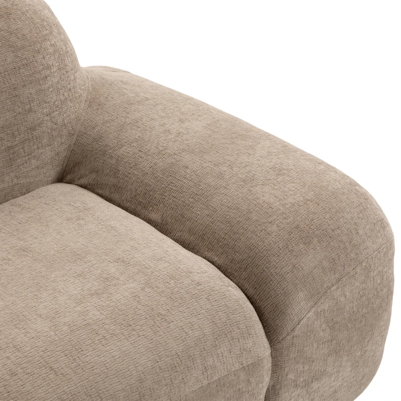 HOMCOM Sofá 3 Lugares em Chenille 244 cm, Sofá de Sala Moderno, Assento e Apoios de Braços Largos, Molas Ensacadas, Castanho Claro