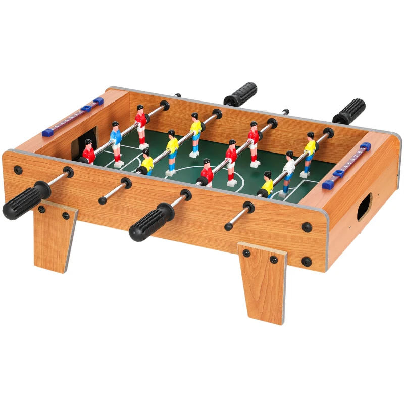 SPORTNOW Mini Babyfoot Jeu de Table Baby-Foot Panneaux de Score et 2 Balles 50,6x50,5x18cm Finition Bois Naturel