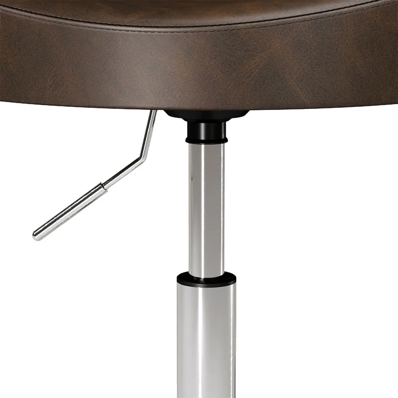 HOMCOM Taburete con ruedas, taburete de salón con altura regulable 51-66 cm y asiento acolchado, giratorio 360°, marrón