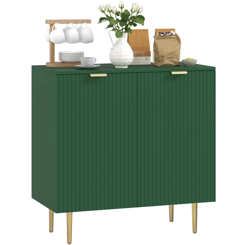 HOMCOM Buffet cuisine meuble de rangement avec 2 portes étagère réglable pieds métalliques surélevés 80 x 40 x 80 cm vert olive