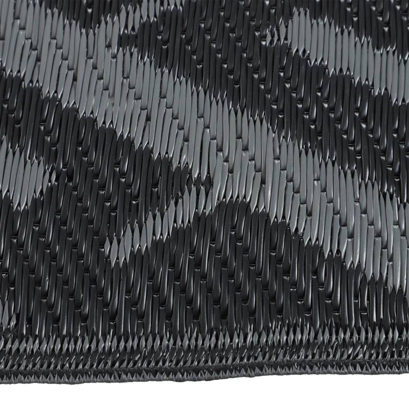 Outsunny Tapis d'extérieur réversible 1,8 x 2,7 m, en PP résistant aux intempéries, sac de transport inclus, noir et gris