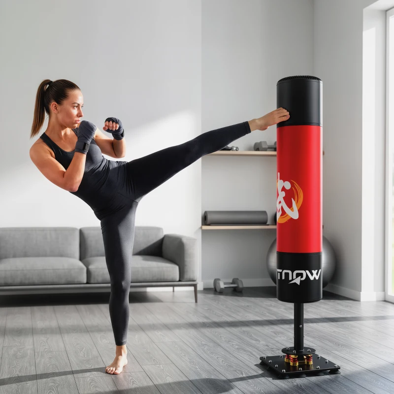 SPORTNOW Sac de boxe autoportant 156 cm Sac sur pied avec 12 ventouses, amortissement, pour adultes adolescents
