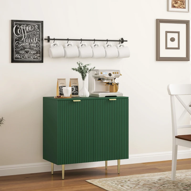 HOMCOM Buffet cuisine meuble de rangement avec 2 portes étagère réglable pieds métalliques surélevés 80 x 40 x 80 cm vert olive