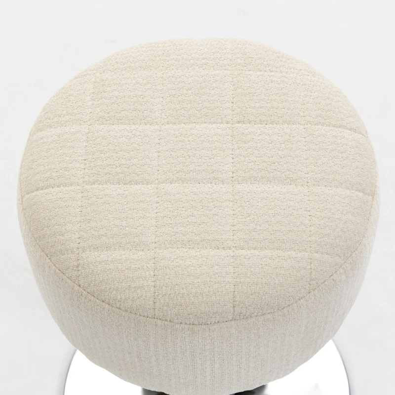 HOMCOM Banqueta de penteadeira em PU, banqueta de maquiagem giratória, banqueta de bar regulável em altura 51-66 cm, creme