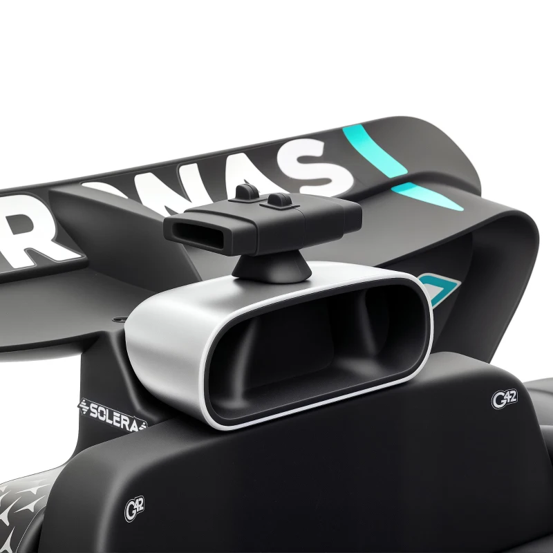 AIYAPLAY Kart Électrique Enfants 12V, Go Kart Mercedes-AMG PETRONAS F1 avec 2 Moteurs, Télécommande, 3 Vitesses, Noir
