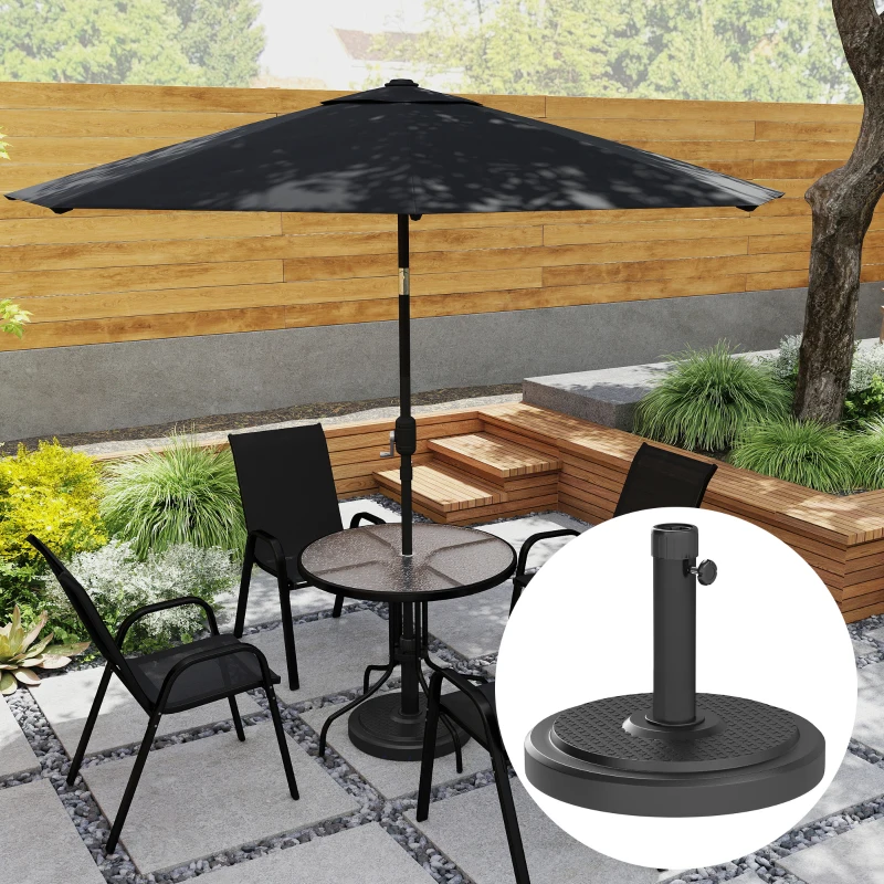 Outsunny Pied de parasol socle parasol extérieur pour mât de Ø 38 et 48 mm poids net 22 Kg en métal Ø 48 x 38,5 cm noir