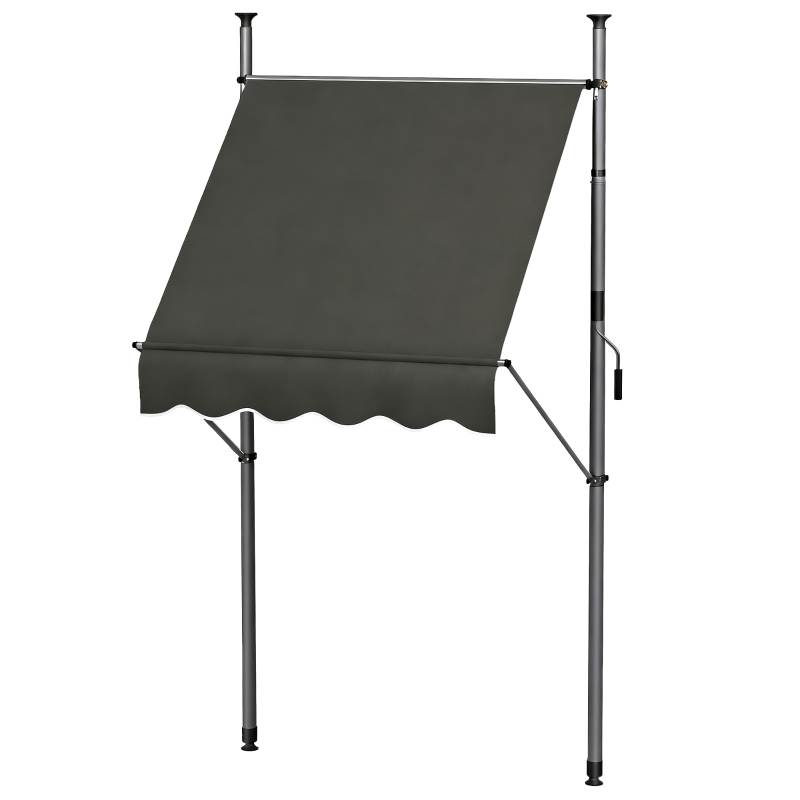 Outsunny Store banne autoportant manuel rétractable 1,5L x 1,2l x 2,1-3H m inclinaison réglable métal alu polyester gris foncé