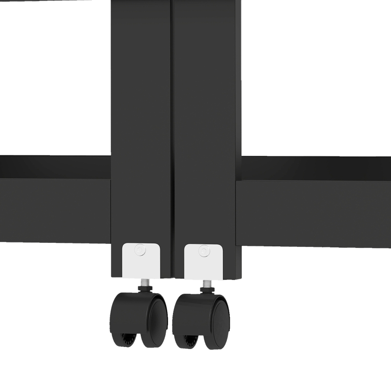 HOMCOM Mesa de Computador com Prateleiras de Armazenamento, Tampo Dobrável, 2 Rodízios, para Quarto, Sala, 80x69x155cm, Preto