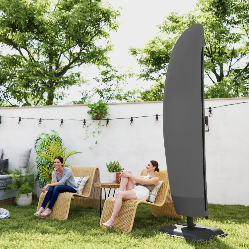 Outsunny Housse de protection imperméable pour parasol déporté avec fermeture éclair et cordon de serrage tissu Oxford noir