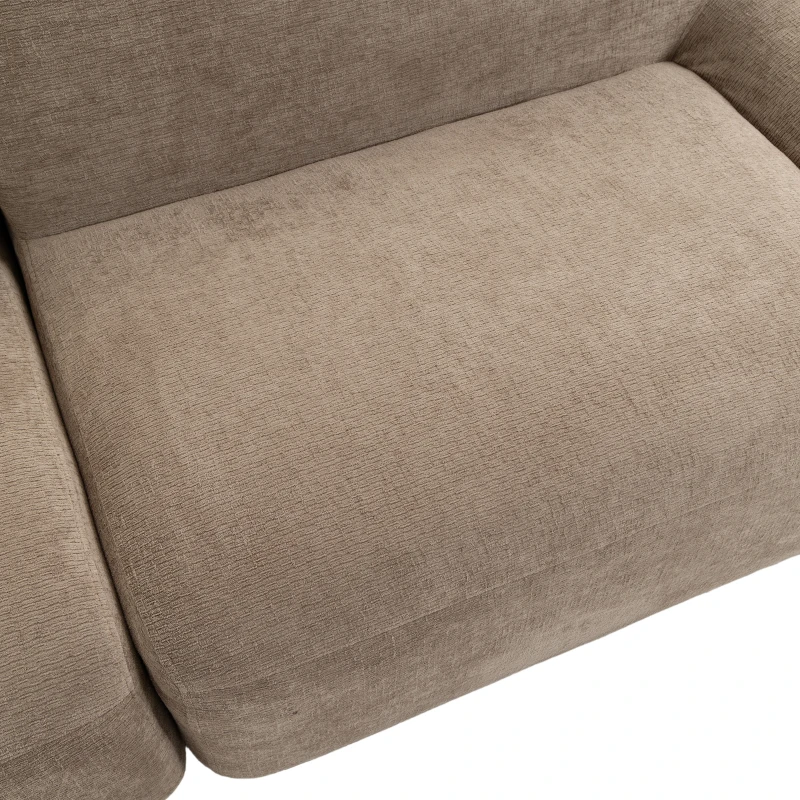 HOMCOM Sofá 3 Lugares em Chenille 244 cm, Sofá de Sala Moderno, Assento e Apoios de Braços Largos, Molas Ensacadas, Castanho Claro