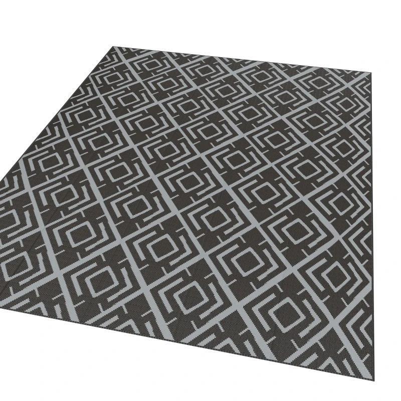 Outsunny Tapis d'extérieur réversible 1,8 x 2,7 m, en PP résistant aux intempéries, sac de transport inclus, noir et gris