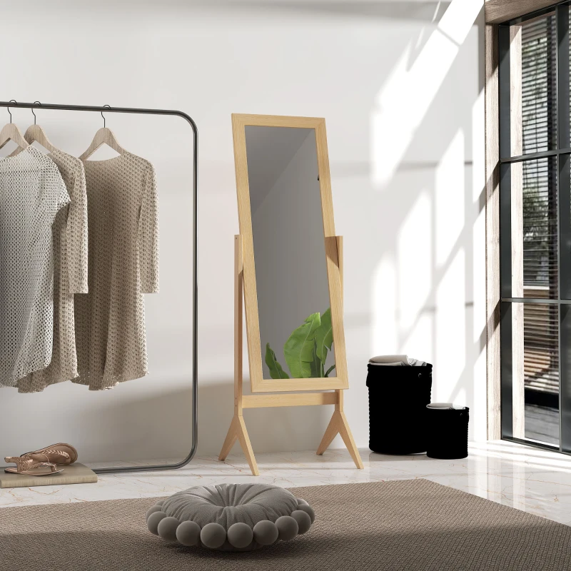 HOMCOM Miroir en pied grand miroir de sol inclinaison réglable pour dressing chambre 47 x 46 x 148 cm en chêne