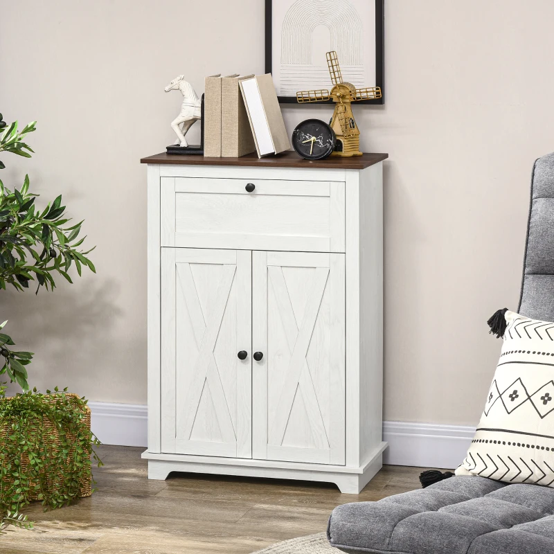 HOMCOM Meuble de rangement buffet multi-rangements 2 portes avec étagère réglable 1 tiroir, dim. 60L x 30P x 87,5H cm