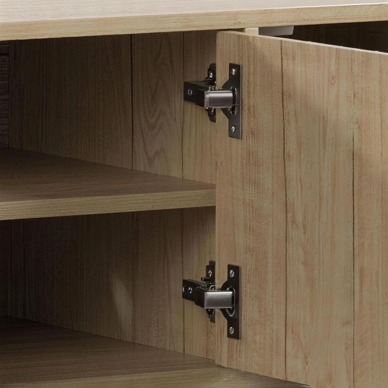 HOMCOM Móvel TV 152 cm Móvel para Televisor até 152,4 cm 4 Portas Caneladas e Prateleiras Ajustáveis Carvalho