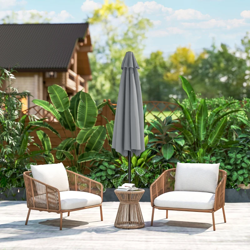 Outsunny Parasol de jardin Parasol droit hexagonal inclinable Ø 2,3 x 2,16H m métal polyester haute densité gris
