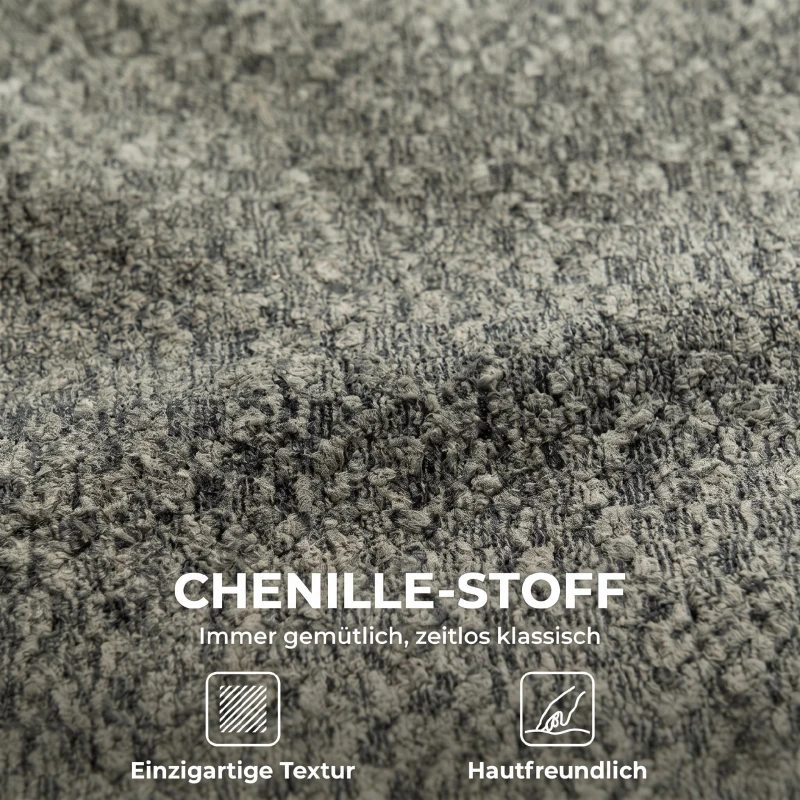 HOMCOM Draaibare loungestoel met chenille-look, brede zitting, voor woonkamer, slaapkamer, grijs