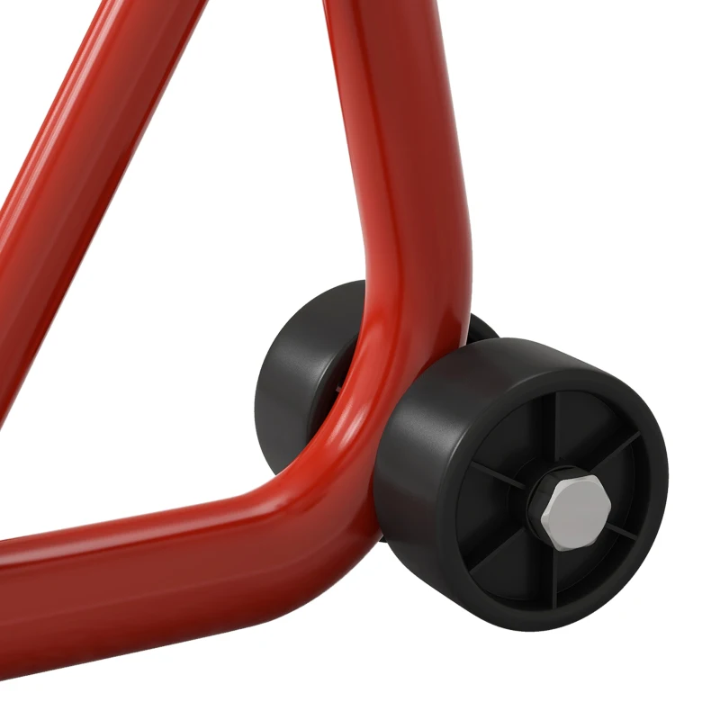 HOMCOM Suporte de Moto Dianteiro Universal de Aço para Roda de 10" 17" 18" Carga 200 kg com Garfos em U e L Ajustáveis 70x47x34,5 cm Vermelho