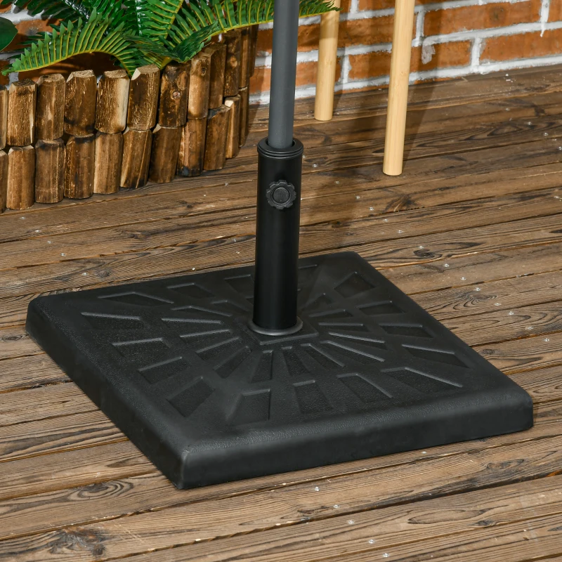 Outsunny Zwarte Parasolvoet - Weerbestendige Parasolhouder - Parasolstandaard, 51 cm x 51 cm x 32H cm