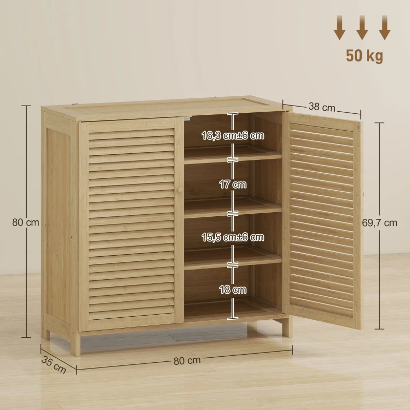 HOMCOM schmaler Schuhschrank, Rattan, schmal, hoch, Holz, kleine Schublade, dünn