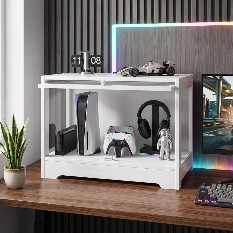 HOMCOM Vitrine für Sammlungen mit aufklappbarer Acryl-Tür für Dekorationsfiguren 59x30x40 cm Weiß