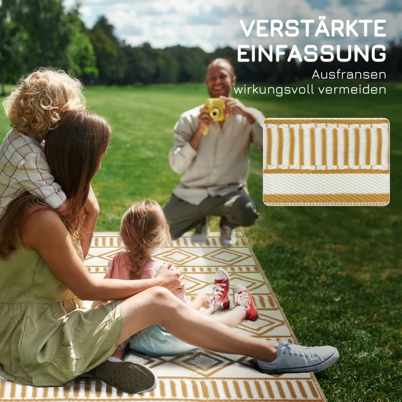 Outsunny Terrasvloerkleed - Weerbestendig - Modern Ontwerp - 121 cm x 182 cm x 0,3 cm - Groen + Crème