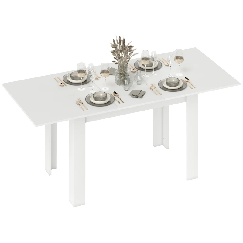 HOMCOM Masă Extensibilă de Luat Masa pentru 6-8 Persoane, 140-180 x 80 cm, Alb