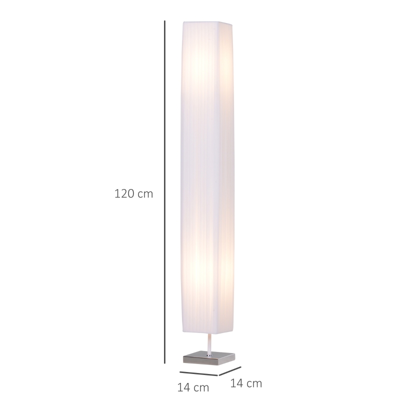 HOMCOM Candeeiro de Pé com 2 Casquilhos E27, Ecrã em Tecido, Interruptor de Pedal e Base em Aço Inoxidável, Branco